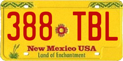 NM license plate 388TBL