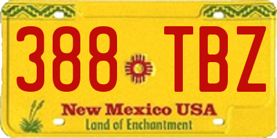 NM license plate 388TBZ