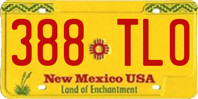 NM license plate 388TLO