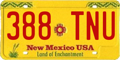 NM license plate 388TNU