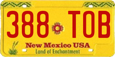 NM license plate 388TOB