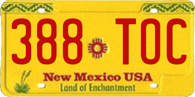 NM license plate 388TOC