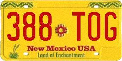 NM license plate 388TOG
