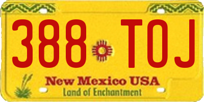 NM license plate 388TOJ