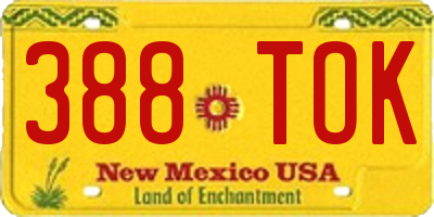 NM license plate 388TOK