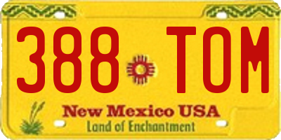 NM license plate 388TOM