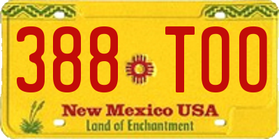 NM license plate 388TOO