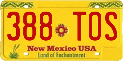 NM license plate 388TOS