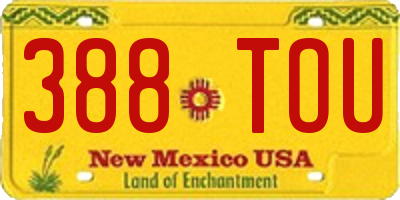 NM license plate 388TOU