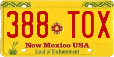 NM license plate 388TOX