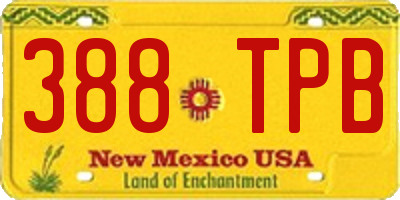 NM license plate 388TPB