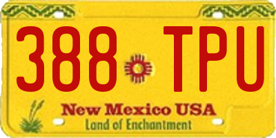 NM license plate 388TPU