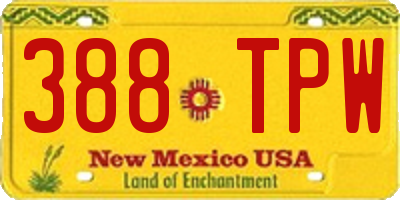 NM license plate 388TPW