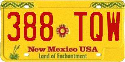 NM license plate 388TQW