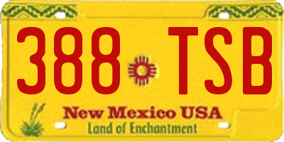 NM license plate 388TSB