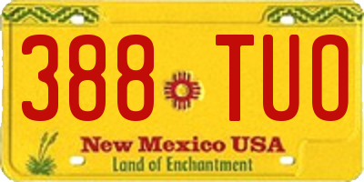 NM license plate 388TUO