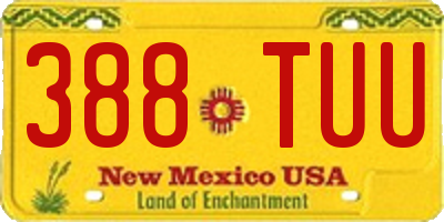 NM license plate 388TUU