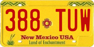 NM license plate 388TUW