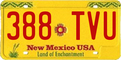 NM license plate 388TVU