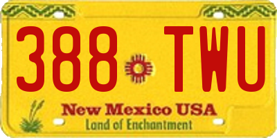 NM license plate 388TWU