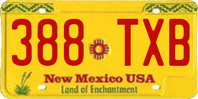 NM license plate 388TXB