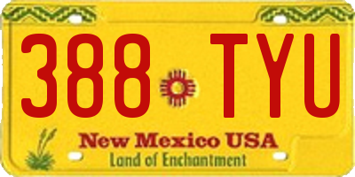 NM license plate 388TYU