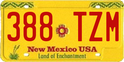 NM license plate 388TZM