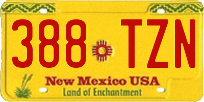NM license plate 388TZN