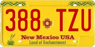 NM license plate 388TZU