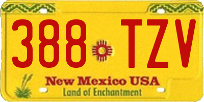 NM license plate 388TZV