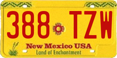 NM license plate 388TZW