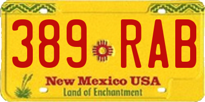 NM license plate 389RAB