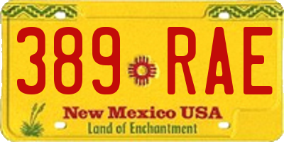 NM license plate 389RAE