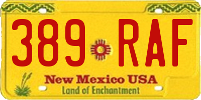 NM license plate 389RAF