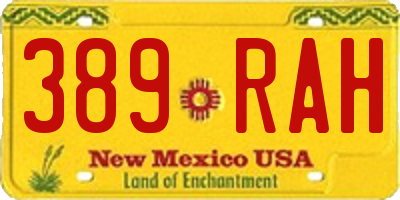 NM license plate 389RAH