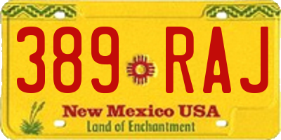 NM license plate 389RAJ