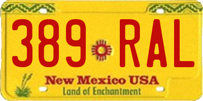 NM license plate 389RAL