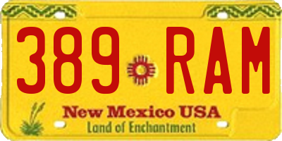 NM license plate 389RAM