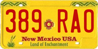 NM license plate 389RAO