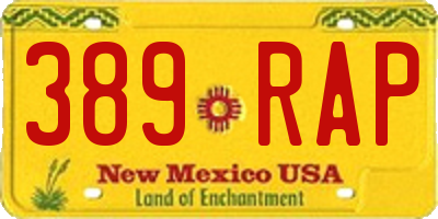 NM license plate 389RAP