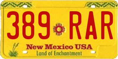 NM license plate 389RAR