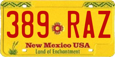 NM license plate 389RAZ