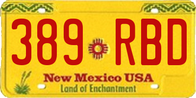 NM license plate 389RBD