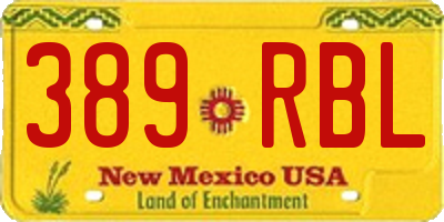 NM license plate 389RBL