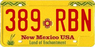 NM license plate 389RBN