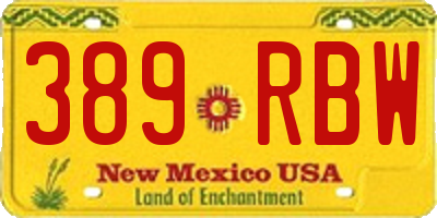 NM license plate 389RBW