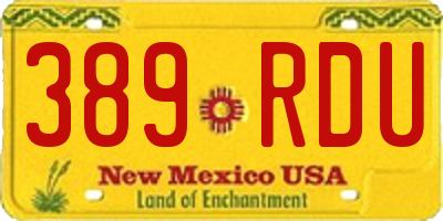 NM license plate 389RDU