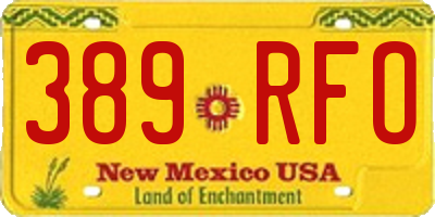 NM license plate 389RFO