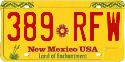 NM license plate 389RFW