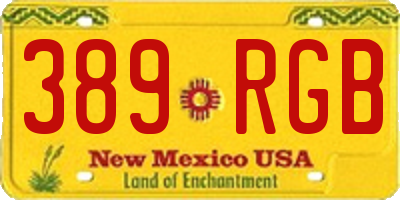 NM license plate 389RGB